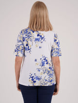 TIGI 8/10 White/Blue Floral Placement Print Top - T25 - 33C - Old Railway Line Garden Centre