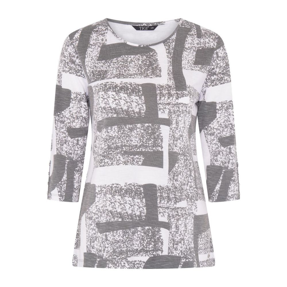 Tigi Abstract Mono Print Top - Grey - Old Railway Line Garden Centre