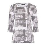 Tigi Abstract Mono Print Top - Grey - Old Railway Line Garden Centre
