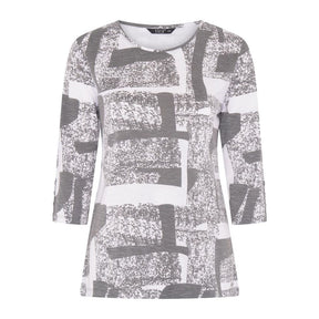 Tigi Abstract Mono Print Top - Grey - Old Railway Line Garden Centre