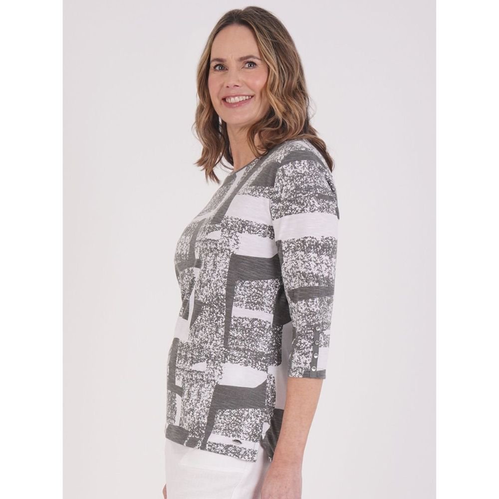Tigi Abstract Mono Print Top - Grey - Old Railway Line Garden Centre