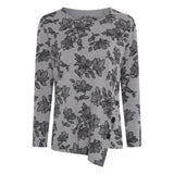 TIGI Asymmetric Button Floral Top - Grey - Old Railway Line Garden Centre