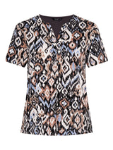 TIGI Black Tribal Ikat Print Notch Neckline Top - T25 - 36C - Old Railway Line Garden Centre
