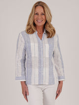 TIGI Blue Textured Stripe Lightweight Shirt - T25 - 46A - Old Railway Line Garden Centre