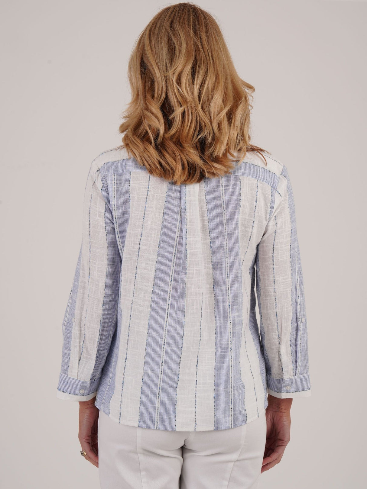 TIGI Blue Textured Stripe Lightweight Shirt - T25 - 46A - Old Railway Line Garden Centre