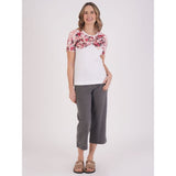 Tigi Cascade Lattice Neck Floral Top - White - Old Railway Line Garden Centre