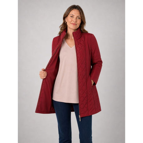 Tigi Diamond Quilt Long Coat - Red