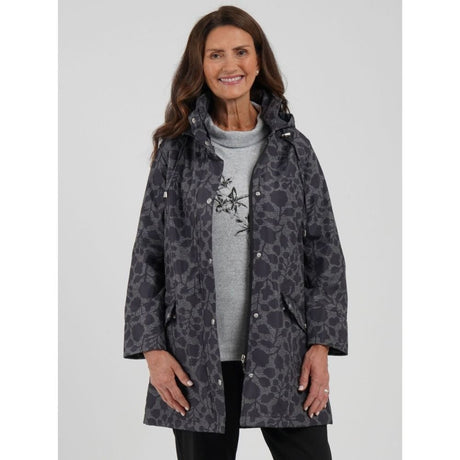 TIGI Floral Print Coat - Charcoal - Old Railway Line Garden Centre