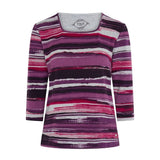 TIGI Painted Stripe Soft Square Neck Top - Pink - Old Railway Line Garden Centre