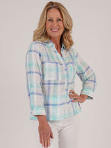 TIGI Powder Blue Yarn Dye Check Shirt - T25 - 46B - Old Railway Line Garden Centre