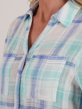 TIGI Powder Blue Yarn Dye Check Shirt - T25 - 46B - Old Railway Line Garden Centre