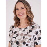 Tigi Tonal Polka Dot Short Sleeve Top - White - Old Railway Line Garden Centre