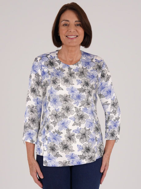 TIGI Ultramarine Linear Floral Asymmetric Top - T25 - 33 - Old Railway Line Garden Centre