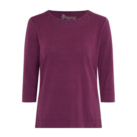 TIGI Zig-Zag Diamante Neckline Top - Purple - Old Railway Line Garden Centre