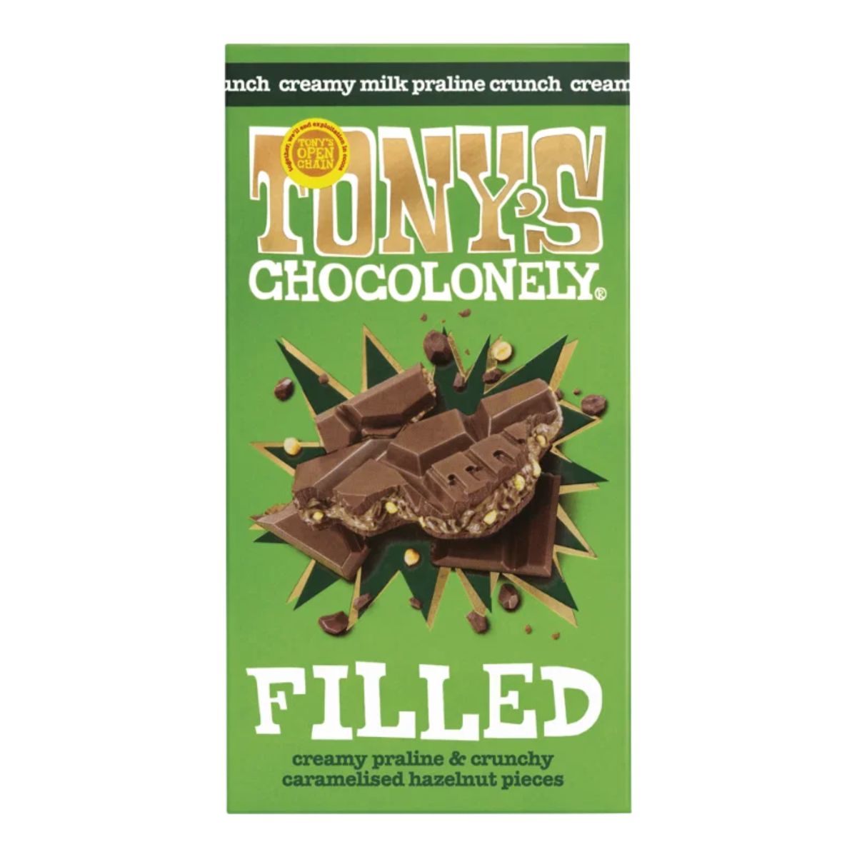 Tony's Chocolonely 127g Milk Chocolate Praline Hazelnut Crunch