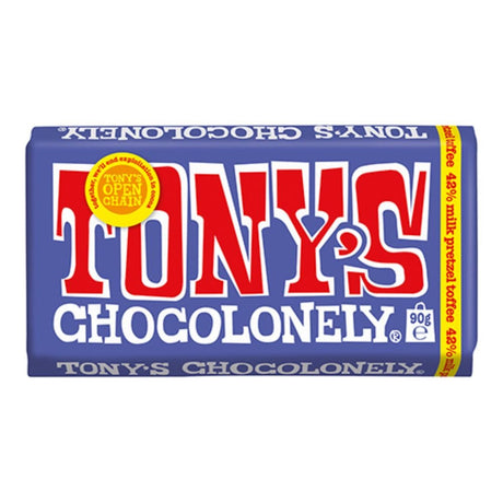 Tony's Chocolonely 90g Dark Milk Chocolate & Pretzel Toffee Chocolate Bar - Old Railway Line Garden Centre