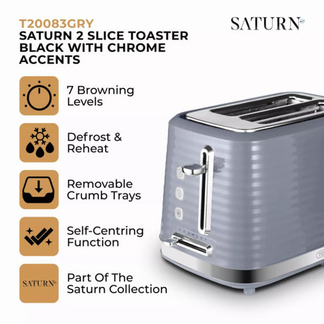 Tower 2 Slice Grey Saturn Toaster