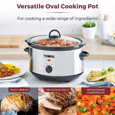 Tower 3.5 Litre Stainless Steel Slow Cooker