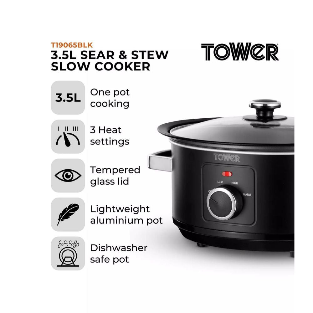Tower 3.5L Slow Cooker - Black