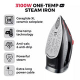 Tower 3100W One Temp Steam Iron - Black/Red - Old Railway Line Garden Centre