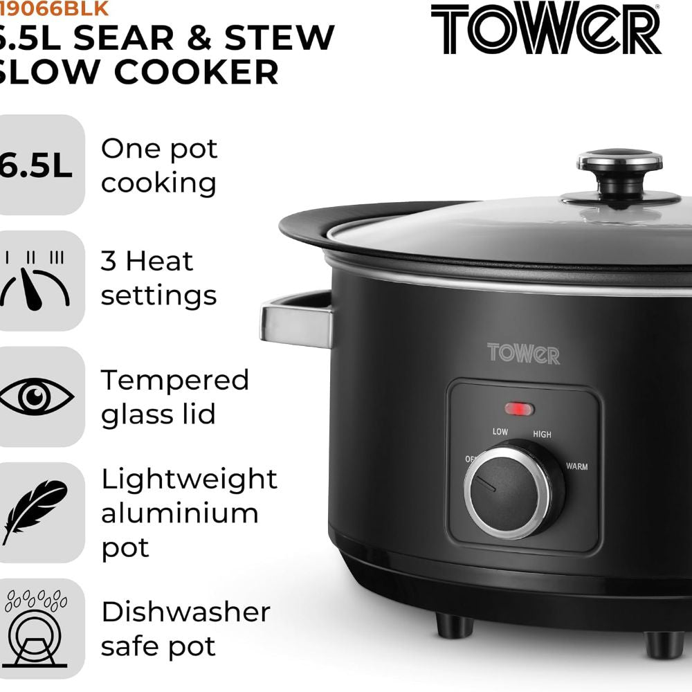 Tower 6.5L Slow Cooker - Black