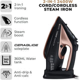 Tower Black & Rose Gold Cordless Steam Iron