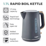 Tower Scandi 1.7L Grey Rapid Boil Kettle