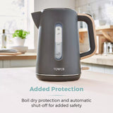 Tower Scandi 1.7L Grey Rapid Boil Kettle - Old Railway Line Garden Centre