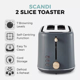 Tower Scandi 2 Slice Grey Toaster - Old Railway Line Garden Centre