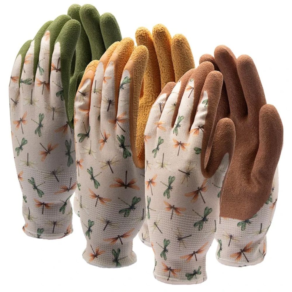 Town & Country Dragonfly Pattern Gardening Gloves - 3 Pack - Old Railway Line Garden Centre