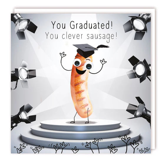 Tracks Publishing Dancing Sausage Graduating Card