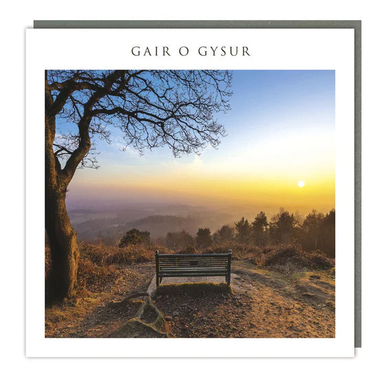 Tracks Publishing Gair O Gysur Bench on Hill Blank Card