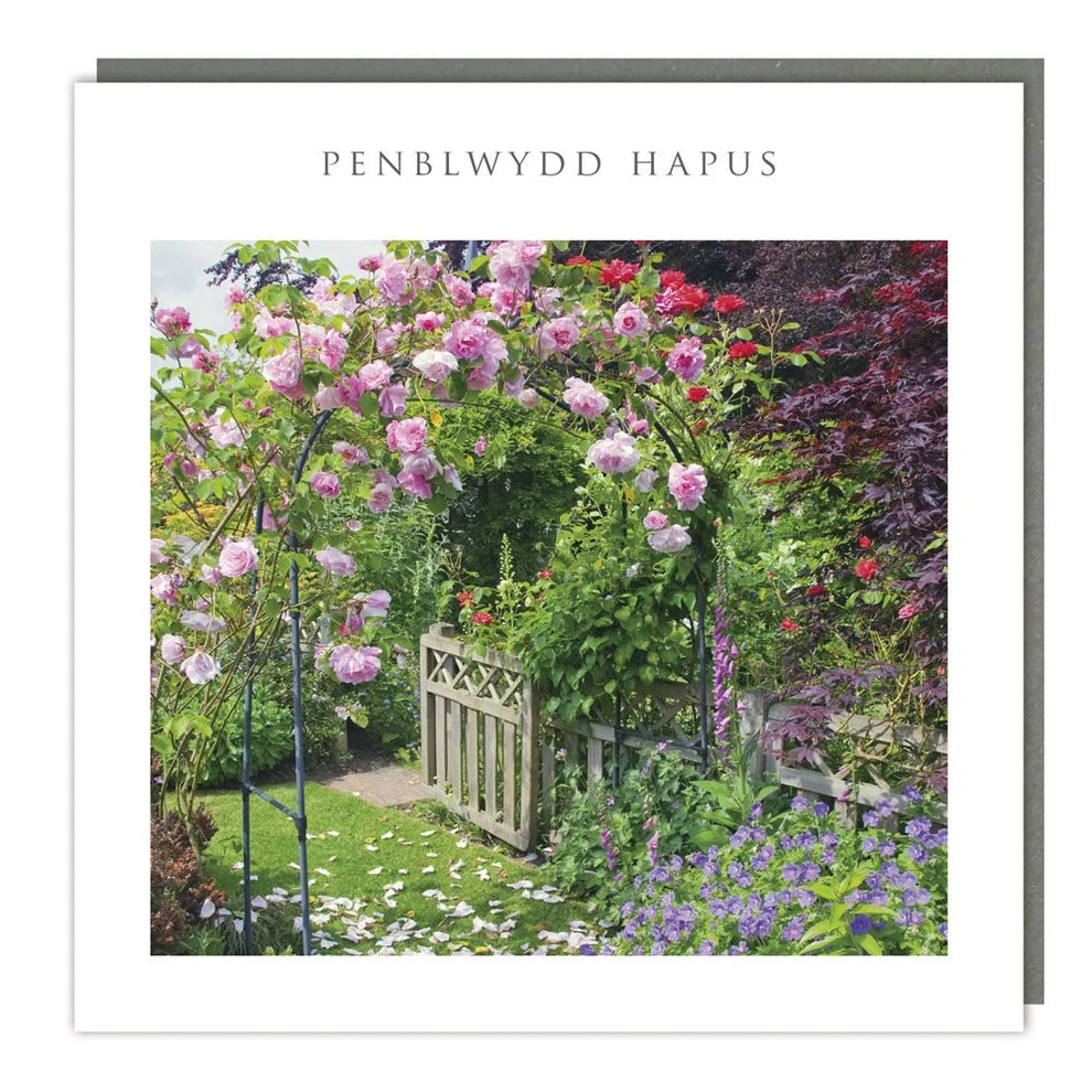 Tracks Publishing Penblwydd Hapus/Happy Birthday Rose Garden Blank Card