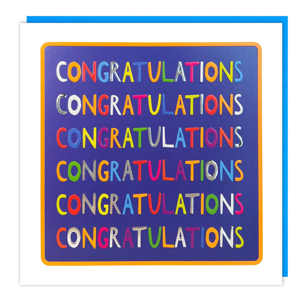 Tracks Publishing Congratulations Blank Card - Neon Blue