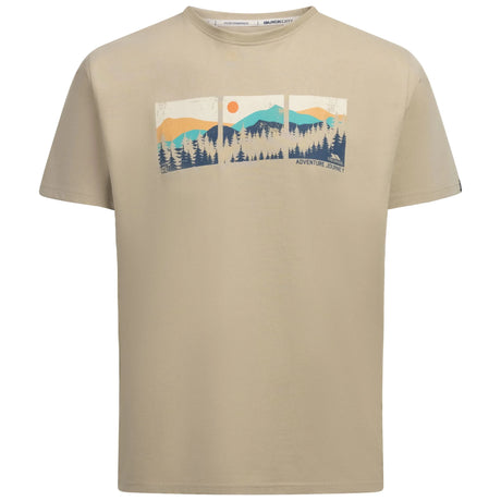 Trespass Benny Men's Graphic Short Sleeve T-Shirt - Oat - Old Railway Line Garden Centre