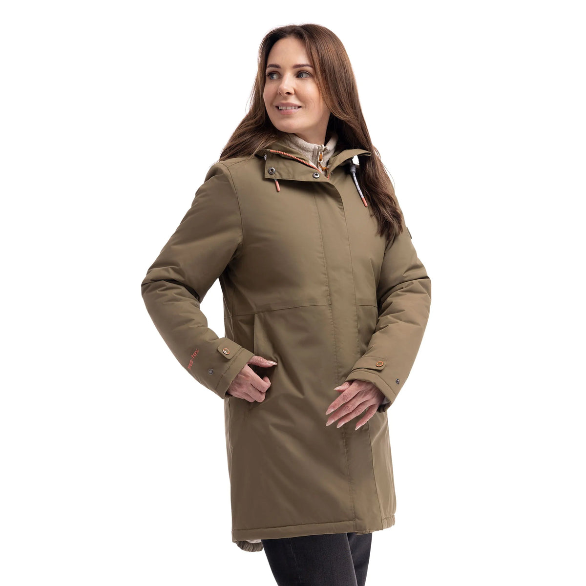 Trespass Melissa Women's Long Rain Jacket - Light Khaki
