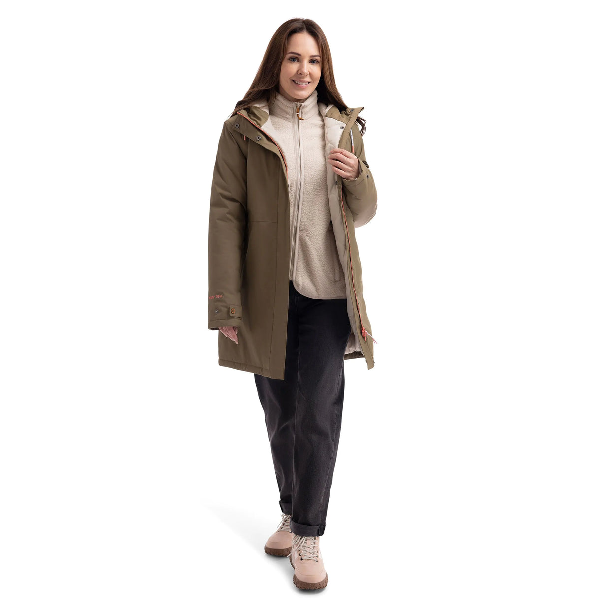 Trespass Melissa Women's Long Rain Jacket - Light Khaki