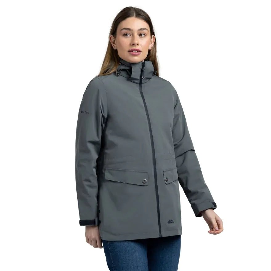 Trespass Tiverton Hooded Waterproof Women's Jacket - Teal Mist - Old Railway Line Garden Centre