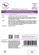D.T. Brown Early Long Purple 'Aubergine'  Seeds