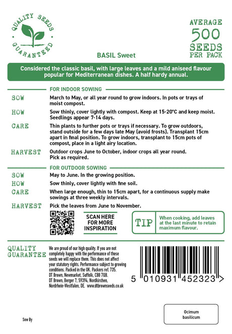 D.T. Brown 'Sweet' Basil Seeds