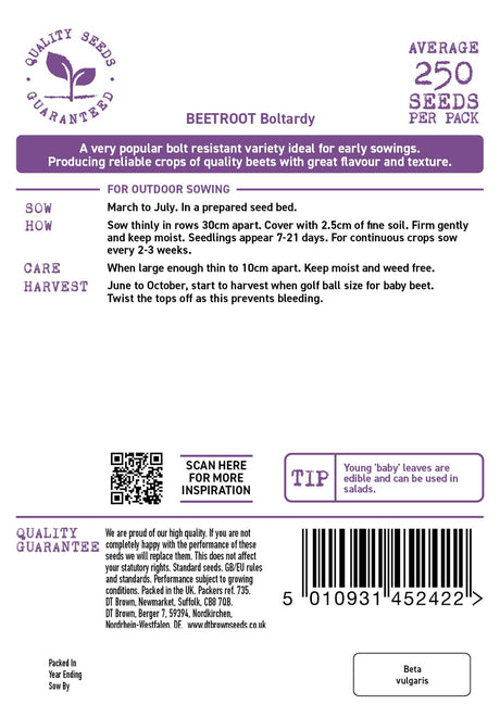 D.T. Brown Boltardy 'Beetroot' Seeds