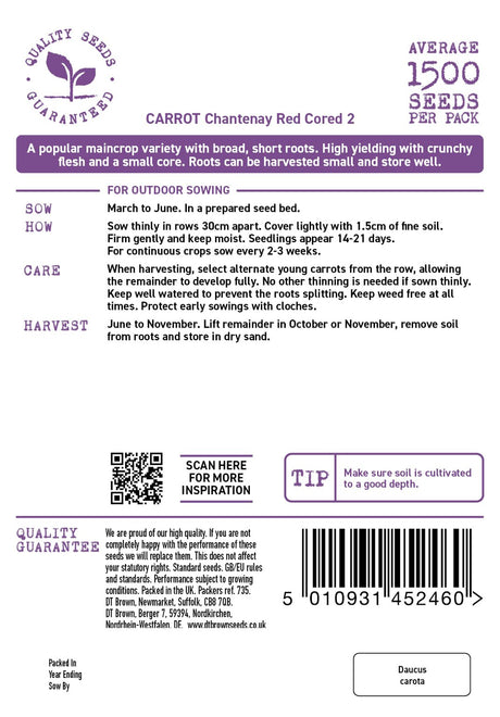 D.T. Brown Chantenay Red Cored 'Carrot' Seeds