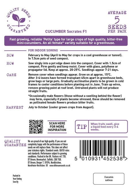 D.T. Brown 'Socrates F1' Cucumber Seeds