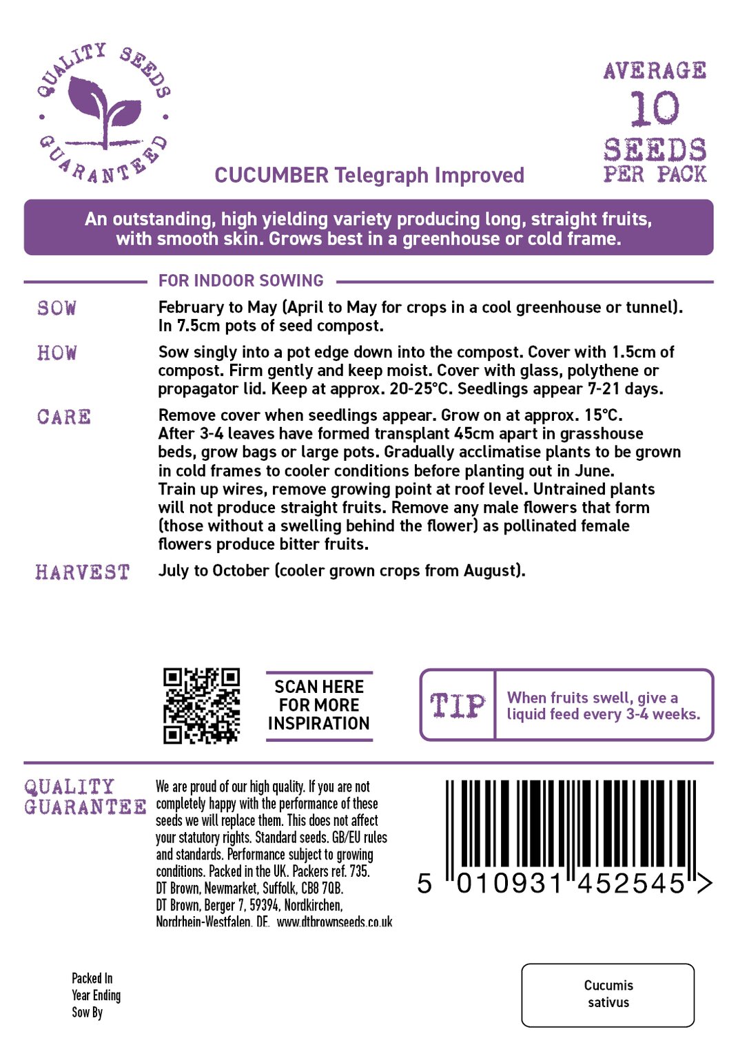 D.T. Brown 'Telegraph Improved' Cucumber Seeds