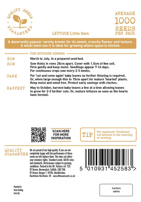 D.T. Brown 'Little Gem' Lettuce Seeds