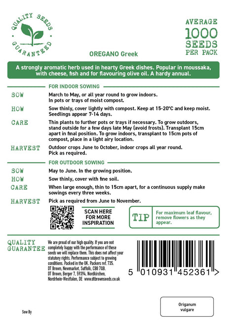 D.T. Brown Greek 'Oregano' Seeds