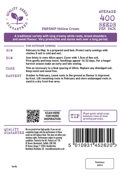 D.T. Brown 'Hollow Crown' Parsnip Seeds