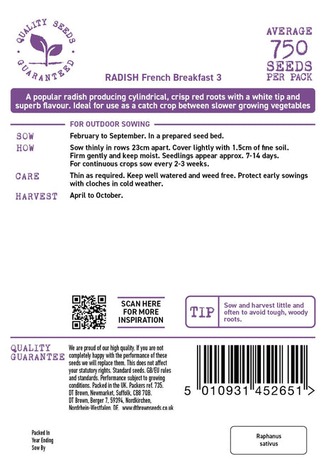D.T. Brown 'French Breakfast' Radish Seeds