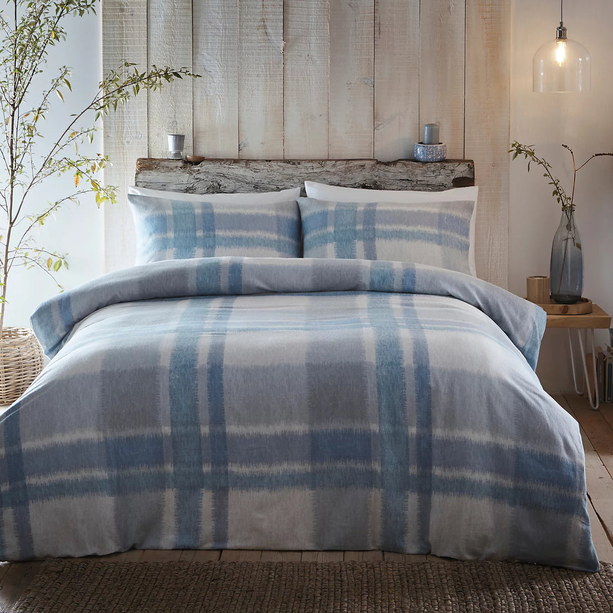 J Rosenthal Double Blue Verbier Brushed Cotton Duvet Cover Set