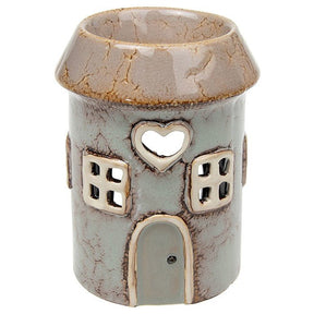 Village Pottery 14cm Round Heart House Wax Warmer - Grey - Old Railway Line Garden Centre